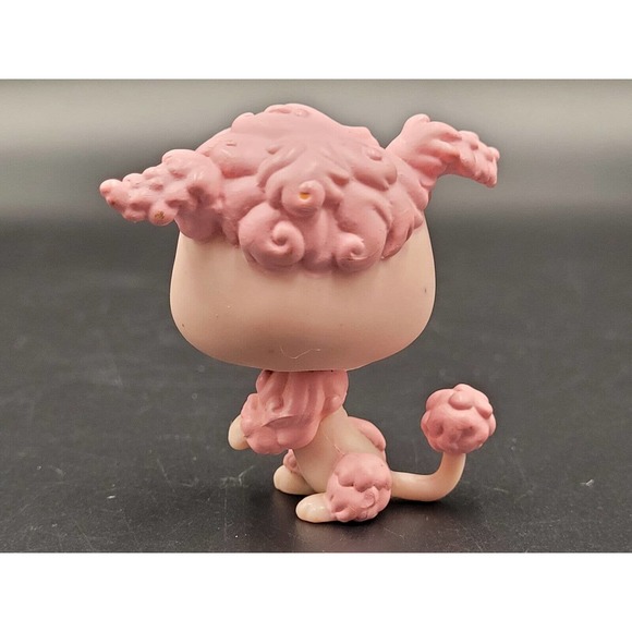 Littlest Pet Shop LPS Pink French Poodle Hasbro Dog Figure Brown Eyes - Picture 7 of 10